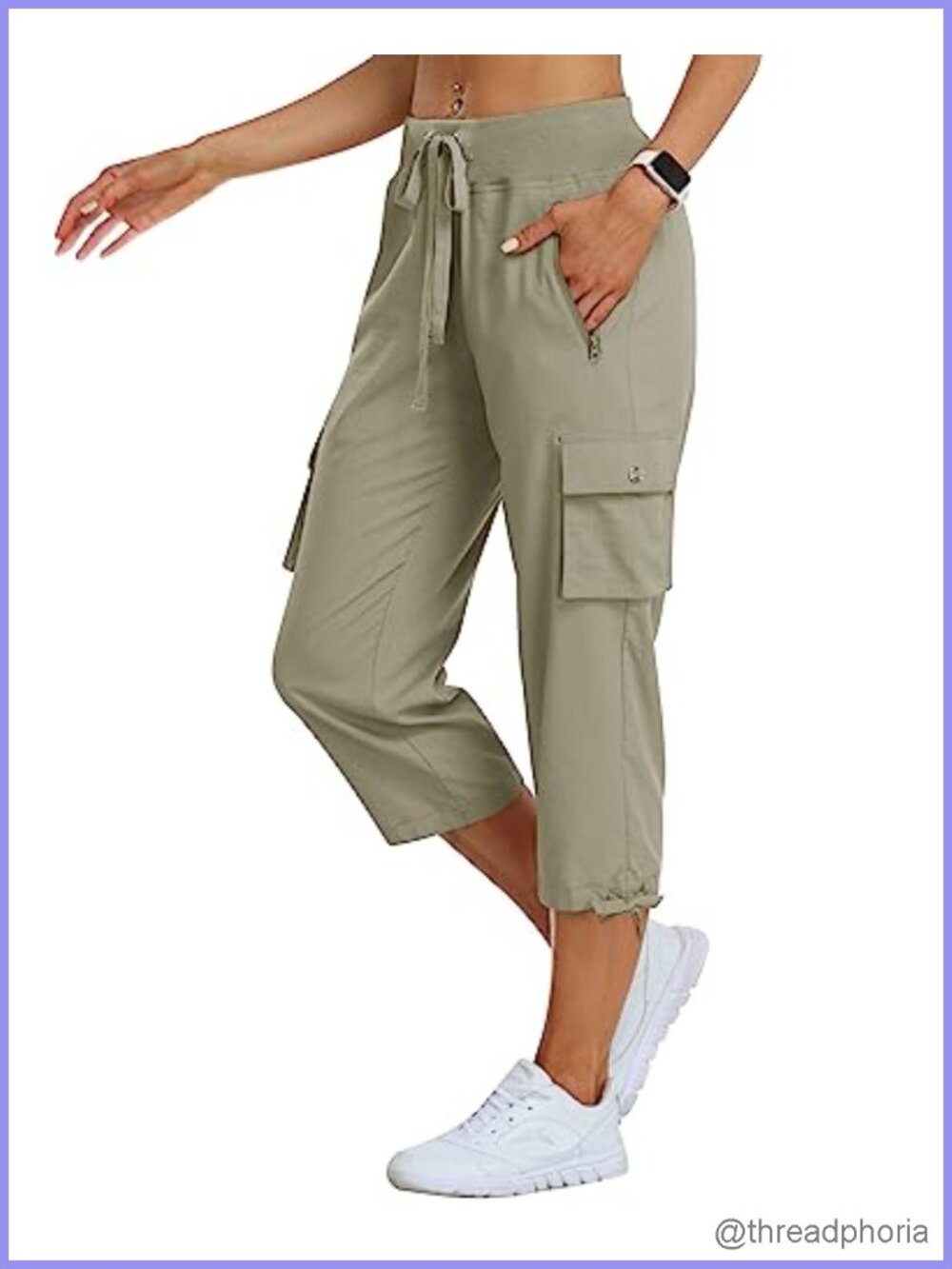 Women's Cargo Capris Hiking Pants Lightweight Quick Dry Athletic Travel Casual